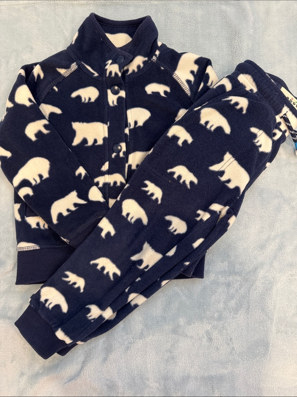 Boden 3/4 Kids Navy Polar Bear Fleece Set